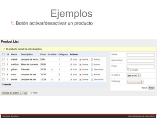 1.  Botón activar/desactivar un producto Jornadas Symfony  http://decharlas.uji.es/symfony Ejemplos 