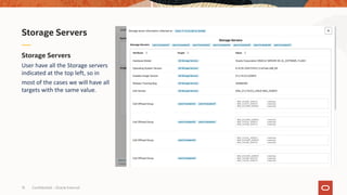 Confidential – Oracle Internal
15
Storage Servers
User have all the Storage servers
indicated at the top left, so in
most of the cases we will have all
targets with the same value.
Storage Servers
 