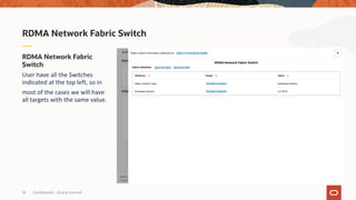 Confidential – Oracle Internal
16
RDMA Network Fabric
Switch
User have all the Switches
indicated at the top left, so in
most of the cases we will have
all targets with the same value.
RDMA Network Fabric Switch
 