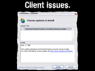 Client issues.
 