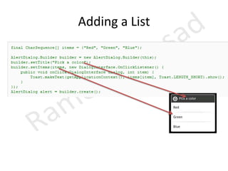 LabCreate sub menuHandle user action