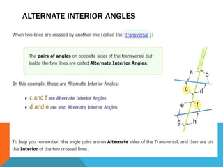 ALTERNATE INTERIOR ANGLES 
 