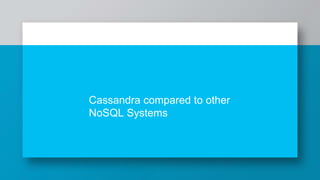 Cassandra compared to other
NoSQL Systems
 