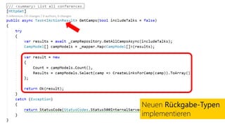 Neuen Rückgabe-Typen
implementieren
 