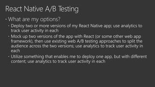 Visual Studio App Center: React Native A/B Testing