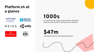 1000s
e-commerce, life sciences, government, education,
media & entertainment, and high-tech customers
$47m
invested by top-tier international partners
Platform.sh at
a glance
 