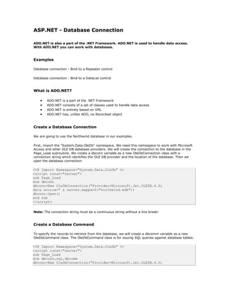 Asp.Net Database