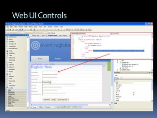 Features of ASP.NETEasy Programming Model(Code Behind, Event Wiring,	Debugging)Flexible Language OptionsVB.NET, C#, J#, F# and many moreGreat Tool Support 