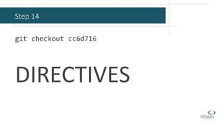 Step 14 
git checkout cc6d716 
DIRECTIVES 
 