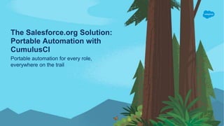 The Salesforce.org Solution:
Portable Automation with
CumulusCI
Portable automation for every role,
everywhere on the trail
 