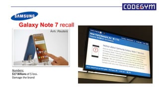 Ảnh: Reuters
Numbers:
$17 Billions of $ loss.
Damage the brand
Galaxy Note 7 recall
 