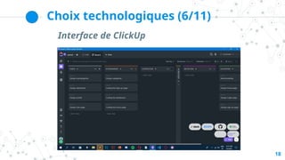 Choix technologiques (6/11)
Interface de ClickUp
18
 