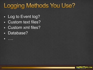 Logging Exceptions & Events