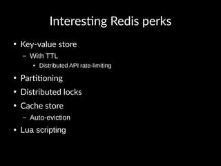 On the frontend
●
RxJS
●
Angular
– Listeners, data objects
– With RxJS
●
React
– Something something Flux
● Not a lib but a pattern
● Redux
●
PubSubJS
– Nice and small
 