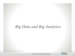 Recruiting SolutionsRecruiting SolutionsRecruiting Solutions
LinkedIn Confidential ©2013 All Rights Reserved
Big Data and Big Analytics
5
©2014 LinkedIn Corporation. All Rights Reserved.
Simon Zhang, Sr. Director, Business Analytics
 