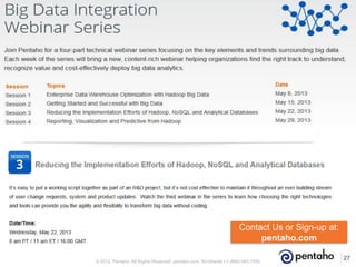 27© 2013, Pentaho. All Rights Reserved. pentaho.com. Worldwide +1 (866) 660-7555
Contact Us or Sign-up at:
pentaho.com
 