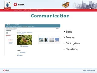 Communication Blogs Forums Photo gallery Classifieds 