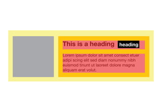 “
I’ve noticed that designers
traditionally write CSS that is
deeply tied to the HTML that it is
designed to style. How do we
begin to decouple the two for
more flexible development with


                                                                        ”
less refactoring?
           http://coding.smashingmagazine.com/2012/04/20/decoupling-html-from-css/
 