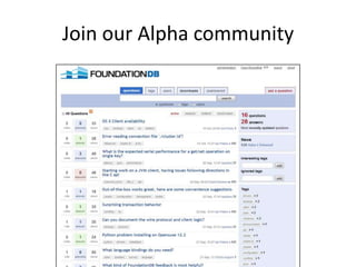 Join our Alpha community
 