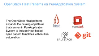 The  OpenStack  Heat  patterns  
expands  the  catalog  of  patterns  
that  can  run  in  PureApplication  
System  to  include  Heat-­based  
open  pattern  templates  with  built-­in  
automation.
OpenStack  Heat  Patterns  on  PureApplication  System
 