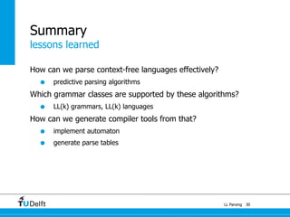 LR parsing
example


$            7   *   3   +     7     *      3     $




                     Traditional Parsing Algorithms 34
 