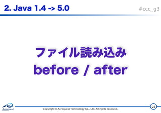 Copyright © Acroquest Technology Co., Ltd. All rights reserved.
#ccc_g3
 
21
 