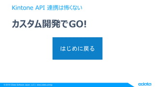 © 2018 CData Software Japan, LLC | www.cdata.com/jp
カスタム開発でGO!
Kintone API 連携は怖くない
はじめに戻る
 