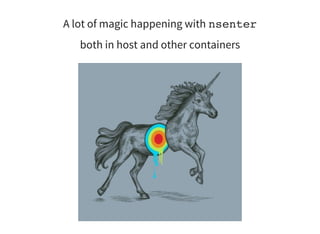 A lot of magic happening with nsenter
both in host and other containers
 