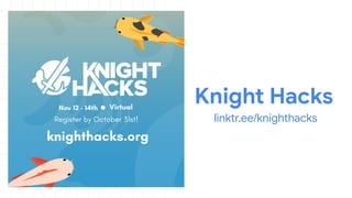 https://linktr.ee/knighthacks
linktr.ee/knighthacks
Knight Hacks
 