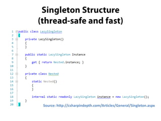 Source: http://csharpindepth.com/Articles/General/Singleton.aspx
 