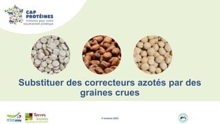 5 octobre 2022
Substituer des correcteurs azotés par des
graines crues
 