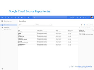 Google Cloud Source Repositories
[/ - GAE Labs](https://goo.gl/c99Dz8)
 