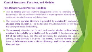 Control structures functions and modules in python programming