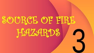 SOURCE OF FIRE
HAZARDS
 