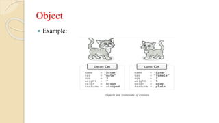 Object
 Example:
 