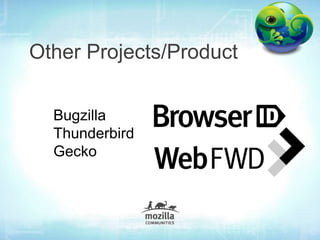 Other Projects/Product

  Bugzilla
  Thunderbird
  Gecko
 
