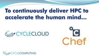 To continuously deliver HPC to 
accelerate the human mind… 
 