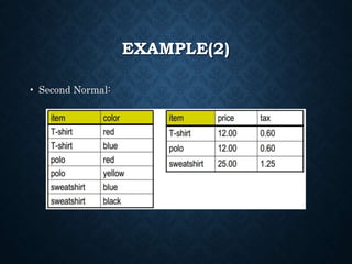 EXAMPLE(2)
• Second Normal:
 