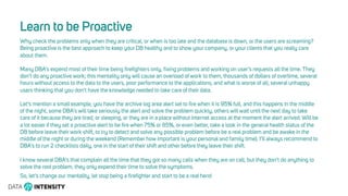 Learn to be Proactive
Why check the problems only when they are critical, or when is too late and the database is down, or the users are screaming?
Being proactive is the best approach to keep your DB healthy and to show your company, or your clients that you really care
about them.
Many DBA’s expend most of their time being firefighters only, fixing problems and working on user’s requests all the time. They
don’t do any proactive work; this mentality only will cause an overload of work to them, thousands of dollars of overtime, several
hours without access to the data to the users, poor performance to the applications, and what is worse of all, several unhappy
users thinking that you don’t have the knowledge needed to take care of their data.
Let’s mention a small example, you have the archive log area alert set to fire when it is 95% full, and this happens in the middle
of the night, some DBA’s will take seriously the alert and solve the problem quickly, others will wait until the next day to take
care of it because they are tired, or sleeping, or they are in a place without internet access at the moment the alert arrived. Will be
a lot easier if they set a proactive alert to be fire when 75% or 85%, or even better, take a look in the general health status of the
DB before leave their work shift, to try to detect and solve any possible problem before be a real problem and be awake in the
middle of the night or during the weekend (Remember how important is your personal and family time). I’ll always recommend to
DBA’s to run 2 checklists daily, one in the start of their shift and other before they leave their shift.
I know several DBA’s that complain all the time that they got so many calls when they are on call, but they don’t do anything to
solve the root problem, they only expend their time to solve the symptoms.
So, let’s change our mentality, let stop being a firefighter and start to be a real hero!
 
