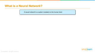 What is a Neural Network?
A neural network is a system modeled on the human brain
 