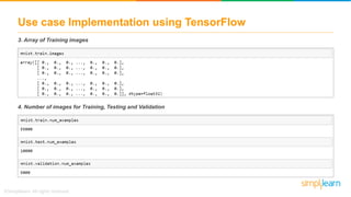 Use case Implementation using TensorFlow
3. Array of Training images
4. Number of images for Training, Testing and Validation
 