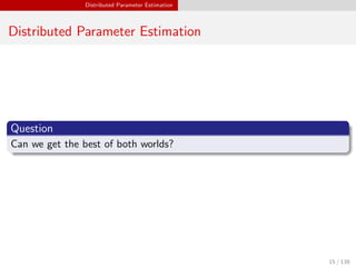 Distributed Parameter Estimation
Distributed Parameter Estimation
Question
Can we get the best of both worlds?
15 / 138
 