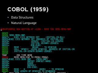 @gfraiteur
COBOL (1959)
• Data Structures
• Natural Language
 