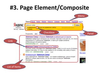#3. Page Element/Composite
List of Items
Link
Menu
PanelCheckbox
 