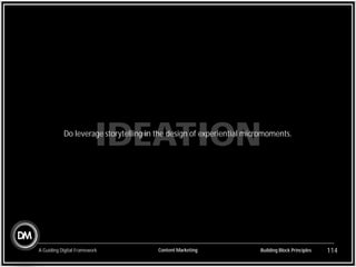 Building Block Principles
A Guiding Digital Framework 114
IDEATION
Do leverage storytelling in the design of experiential micromoments.
Content Marketing
 