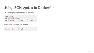 Using JSON syntax in Dockerfile
75
 