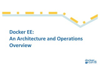 Docker EE:
An Architecture and Operations
Overview
 