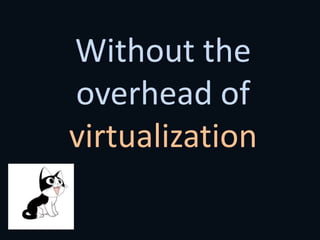 Without the 
overhead of 
virtualization 
 