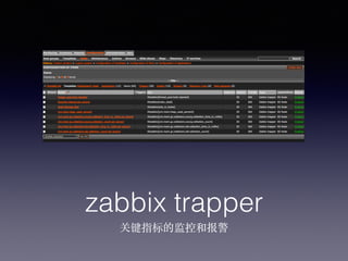 zabbix trapper
monitor and alert KPI of ELK
 