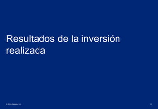Resultados de la inversión 
realizada 
© 2014 Deloitte, S.L. 13 
 